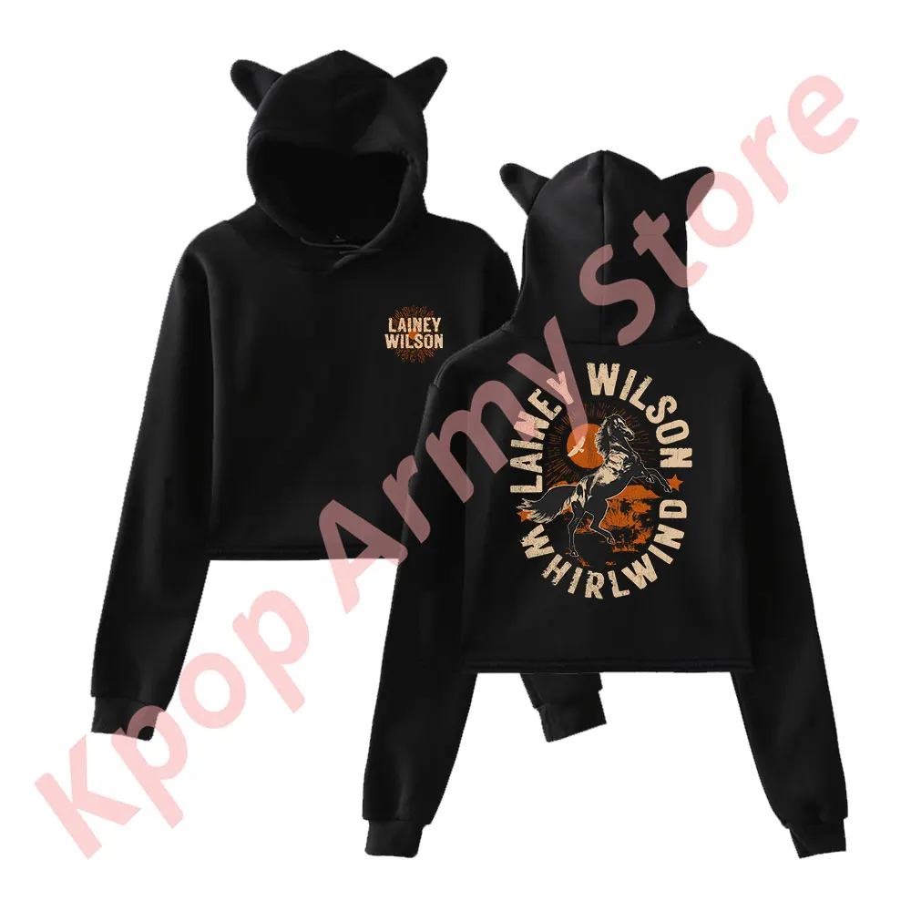 

Lainey Wilson Whirlwind Horse Logo Merch Pullover Female Cat Ears Hoodie Long Sleeve Top Women's Clothes