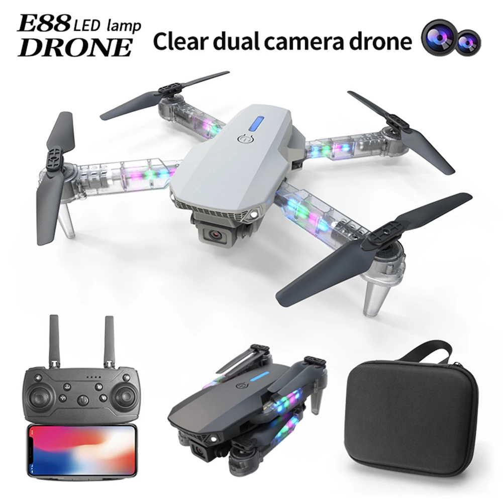 

NEW E88 Drone Professional 4K HD Dual Cameras LED lighting Aerial Photography Omni-directional Foldble RC FPV Toys Helicopter