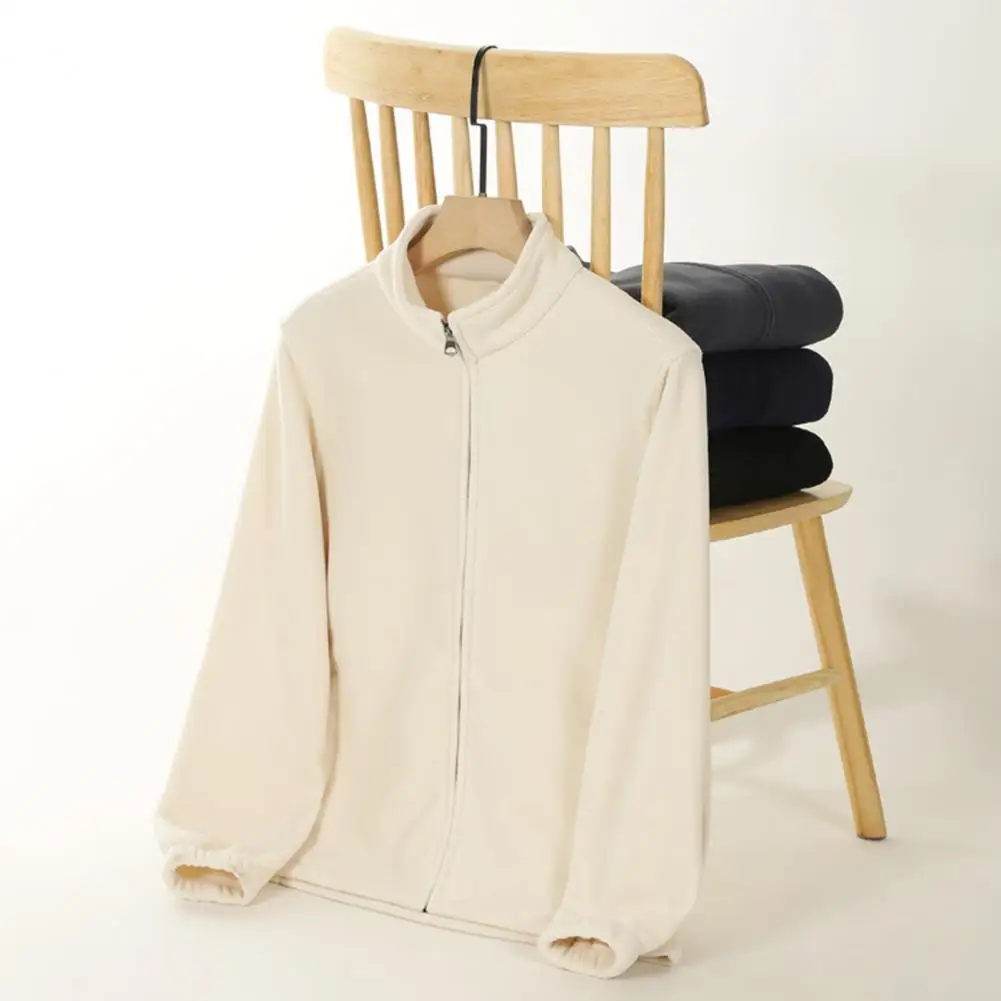 Autumn Winter Lambswool Coat Male Loose Windproof Warm Sherpa Stand Collar Polar Fleece Jacket Unisex Simple Pocket Spliced Top