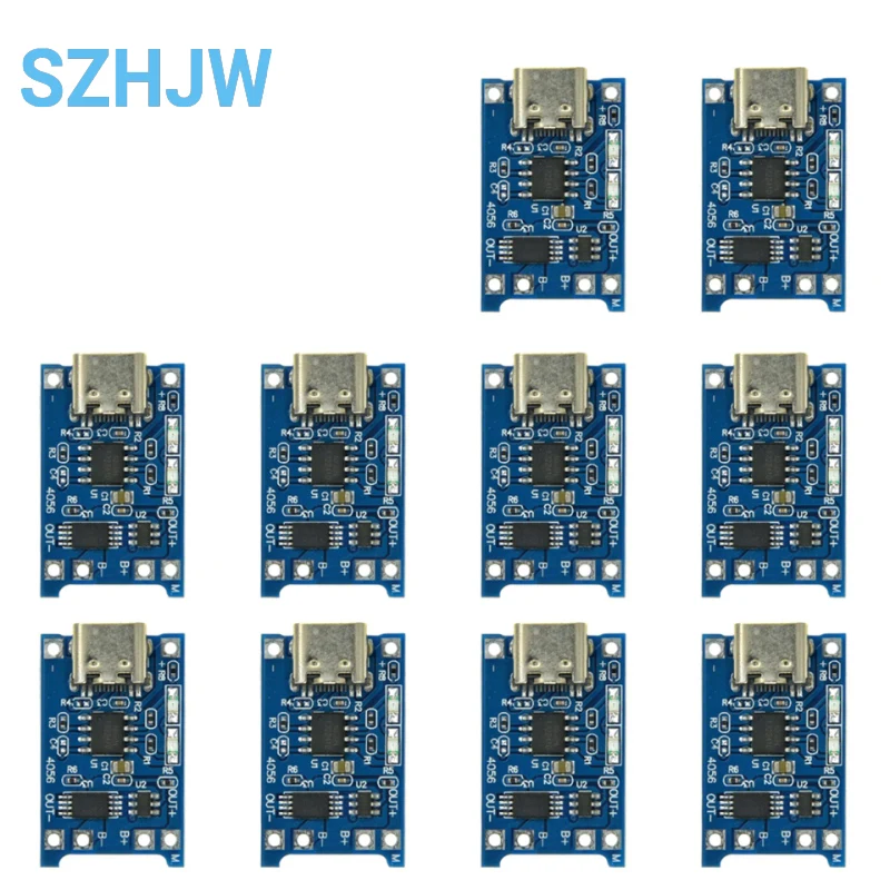 10/100pcs 5V 1A Micro USB 18650 Type-c Lithium Battery Charging Board Charger Module+Protection Dual Functions For TP4056 18650