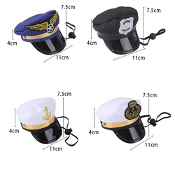 PESENAR cosplay Hat Officer Cute dog Teddy dresses up as a Sailor Captain pet hat to match the holiday party