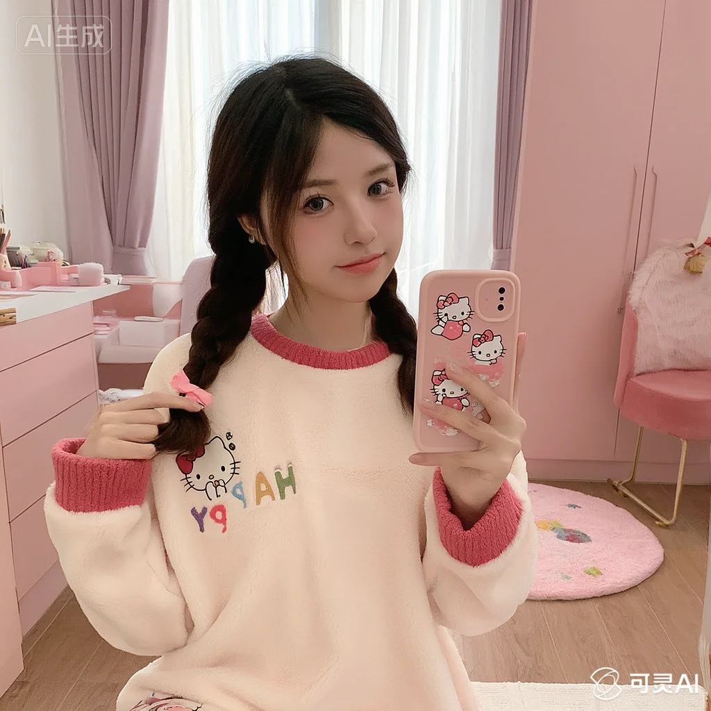 

Sanrio Kawaii пижамы Hello Kitty, осенне-зимняя студенческая пижама для дома, удобная корейская версия, свежая, милая, милая, для девочек