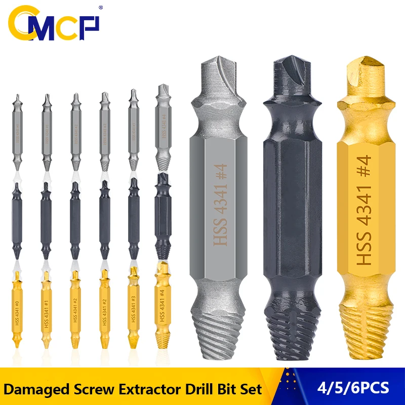 

CMCP Damaged Screw Extractor Drill Bit Set Stripped Broken Screw Bolt Remover Extractor Easily Take Out Demolition Tools