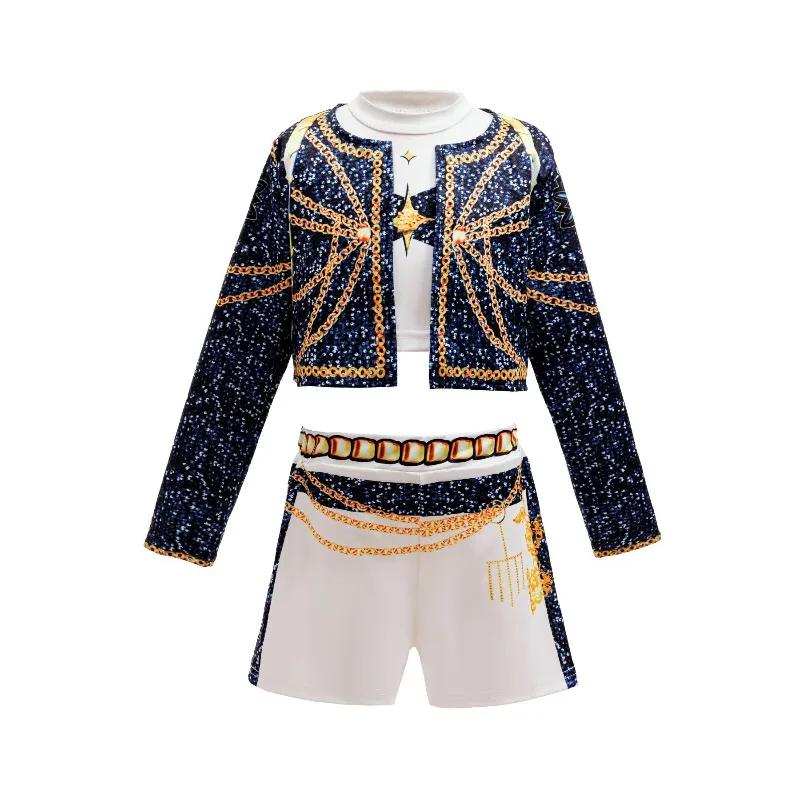 Girls 3 Piece 1 Set Cosplay Costume Casual Sportswear Stage Performance Dress Up Uniform Children Party Summer Clothes