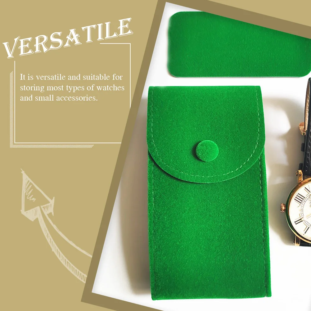 2Pcs Watch Pouch Simple Portable Jewelry Storage Bag Travel Organizer Dustproof Scratch Resistant Flannel Watch Travel Container