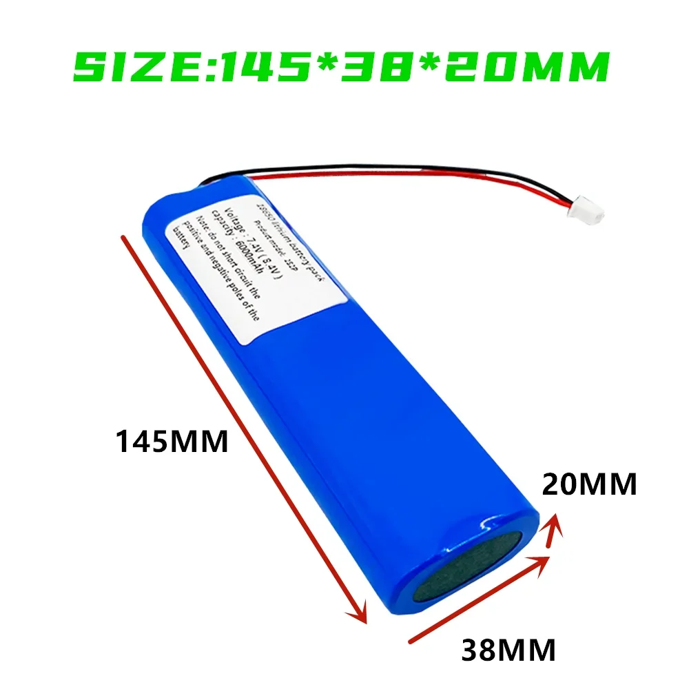 Latest Battery Pack 2S2P 18650 Lithium-ion Battery 6000mAh 7.4 V, Suitable for Headlights/CCTV/cameras