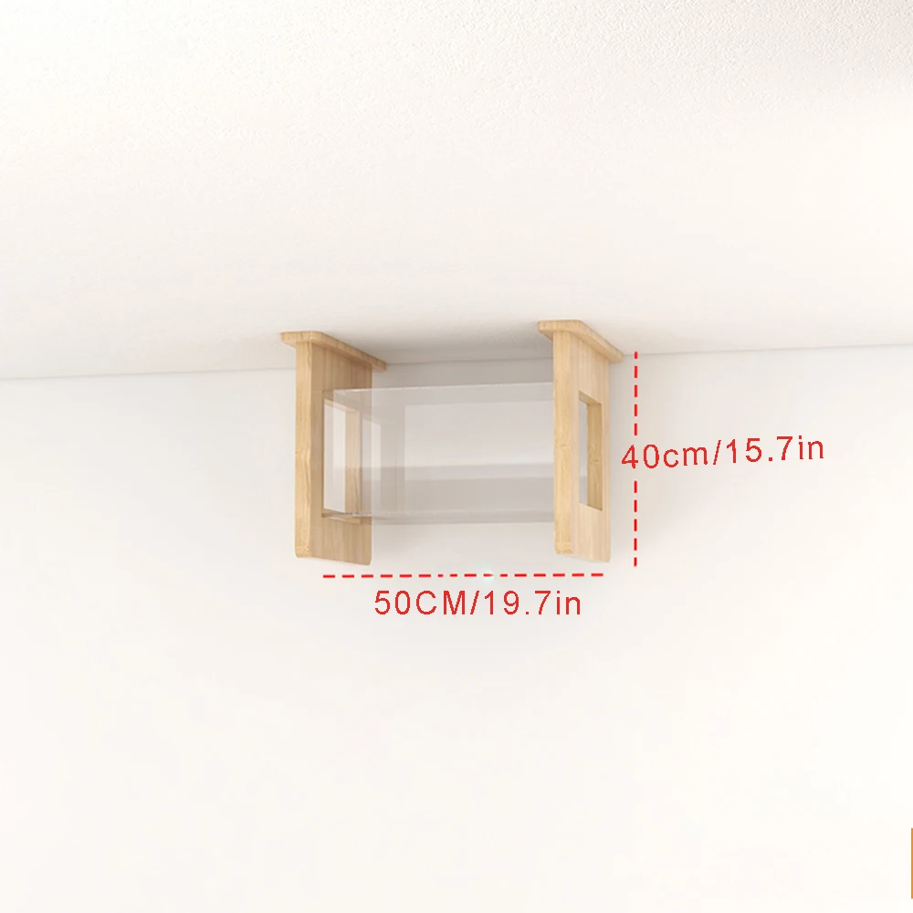 Massief Houten Hemelsvierkante Tunnel Kattenklimframe, Aan De Muur Gemonteerde Kattentunnel, Combinatieset Van Acryl Kattentunnel, Kat Gelukkig