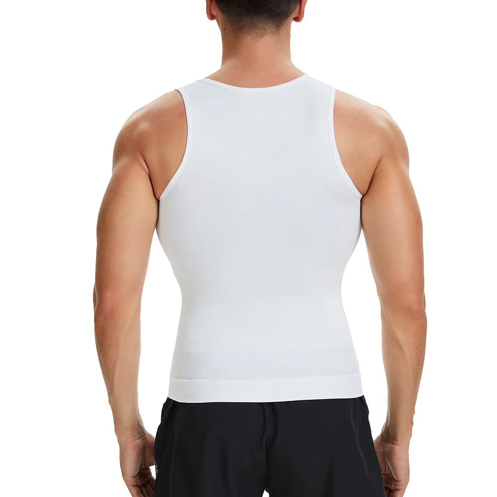 Herren Body Shaper Schlankheitshemd V-Ausschnitt Bauchweste Kompressionsbasisschicht Slim Muscle Tank Top Shapewear – Detail 6