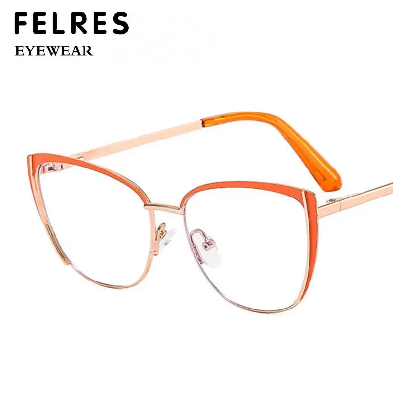 Fashion Anti Blue Light Reading Glasses Women Metal Half Frame Presbyopic Eyeglasses Cat Eye Glasses Lenses Presbyopic Glasses