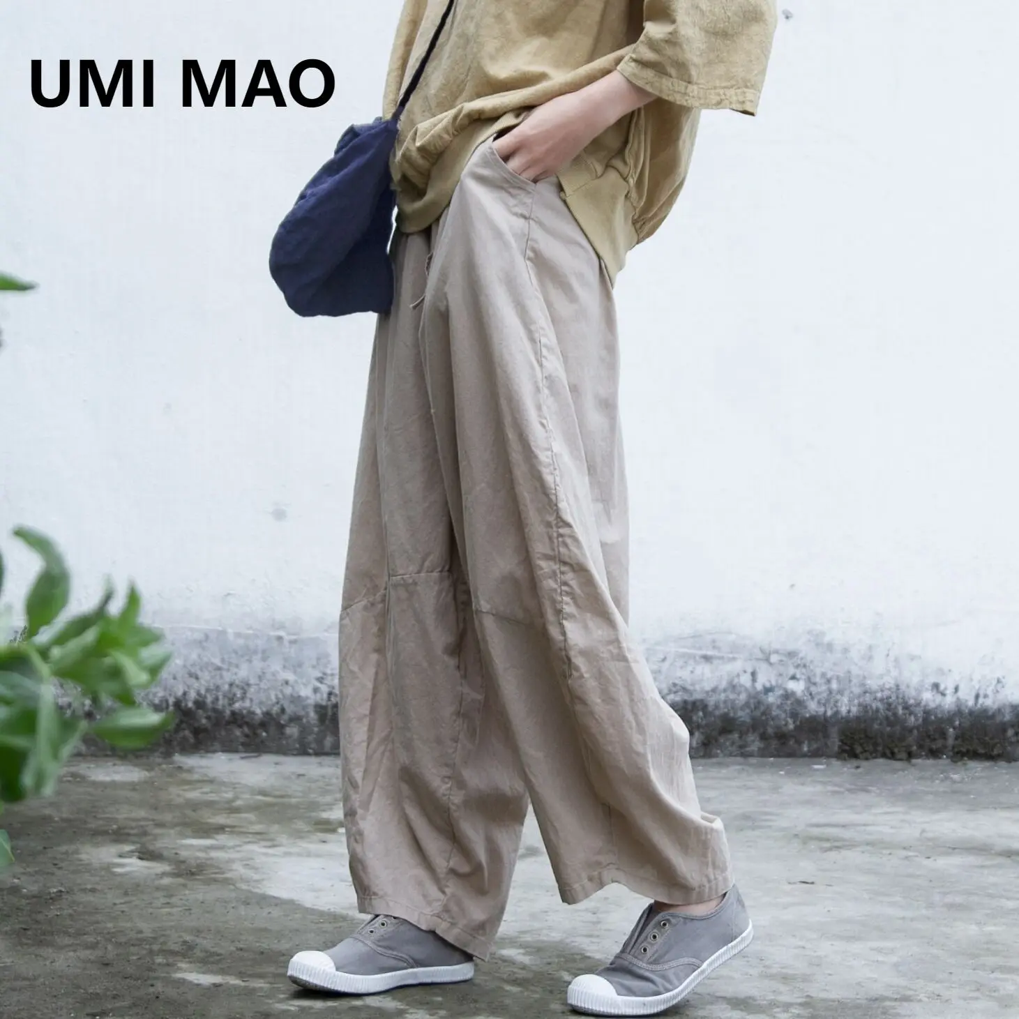 

UMI MAO Loose Art Trousers 2024 Spring Summer Design New Product Leisure Travel Simple High Density Cotton Wide Leg Pants