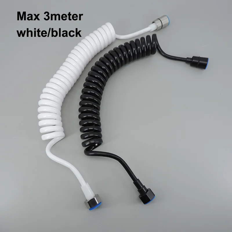 3M max length Black white soft Flexible Spring Shower Head Telephone water Tube Hose pipe for Toilet Bidet Sprayer Bathroom M20