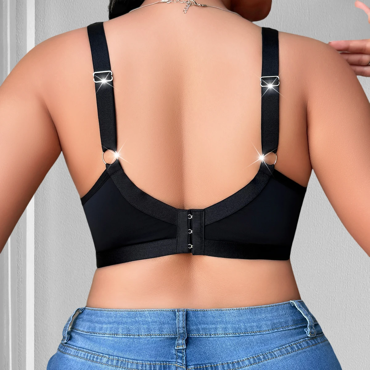 1 ks Plus Size 1XL-4XL Dámské podprsenky bez vycpávek, plný košíček, push-up dámské spodní prádlo, nastavitelné ramenní popruh, pohodlné sexy spodní prádlo - náhled 2