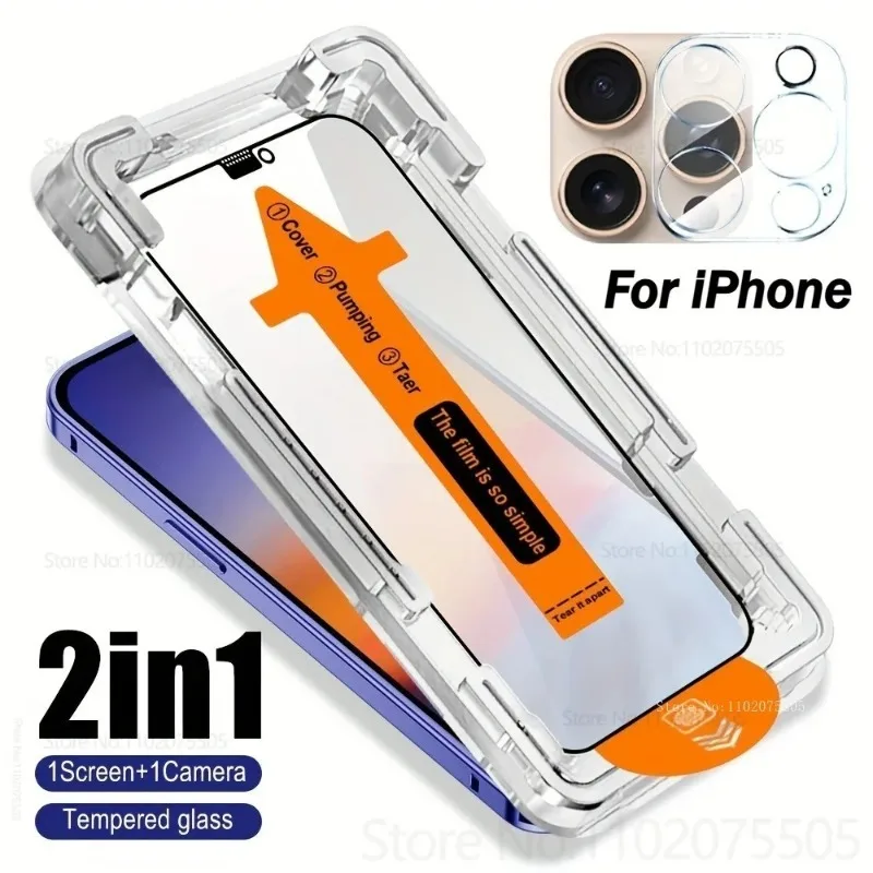 

[1+1]1Pcs High Definition Tempered Glass+1Pcs Camera Lens Film for IPhone 13 Pro 15 Plus 14 Plus 12 Mini 11 Promax 16 Promax 16E