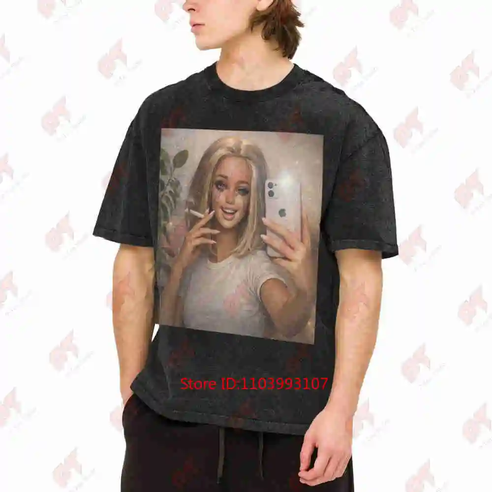 Disgusted Doll Face Meme Unhinged Inappropriate Vintage Washed Tee Pure Cotton T-Shirt