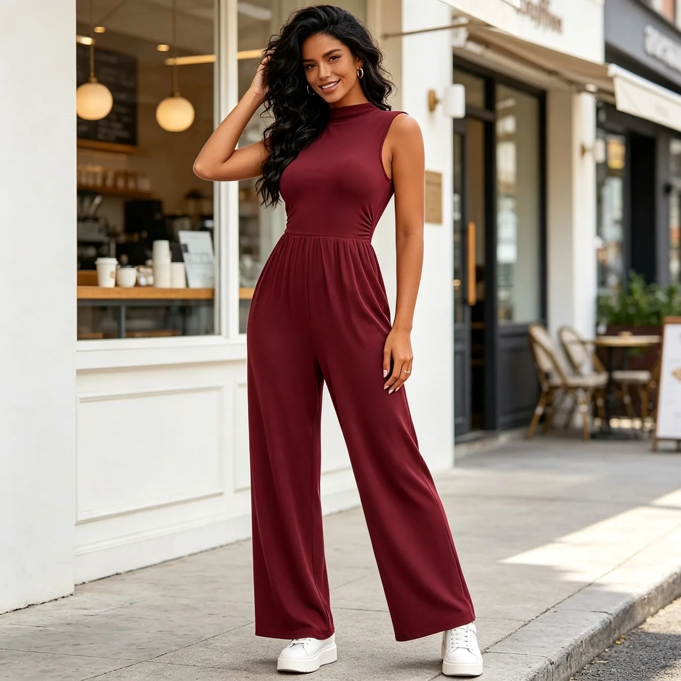 Solid Stand Collar Sleeveless Womens Scrub Jumpsuit With Side Pockets Comfort Work Uniform For Nurses Doctors Beauty Salon Staff