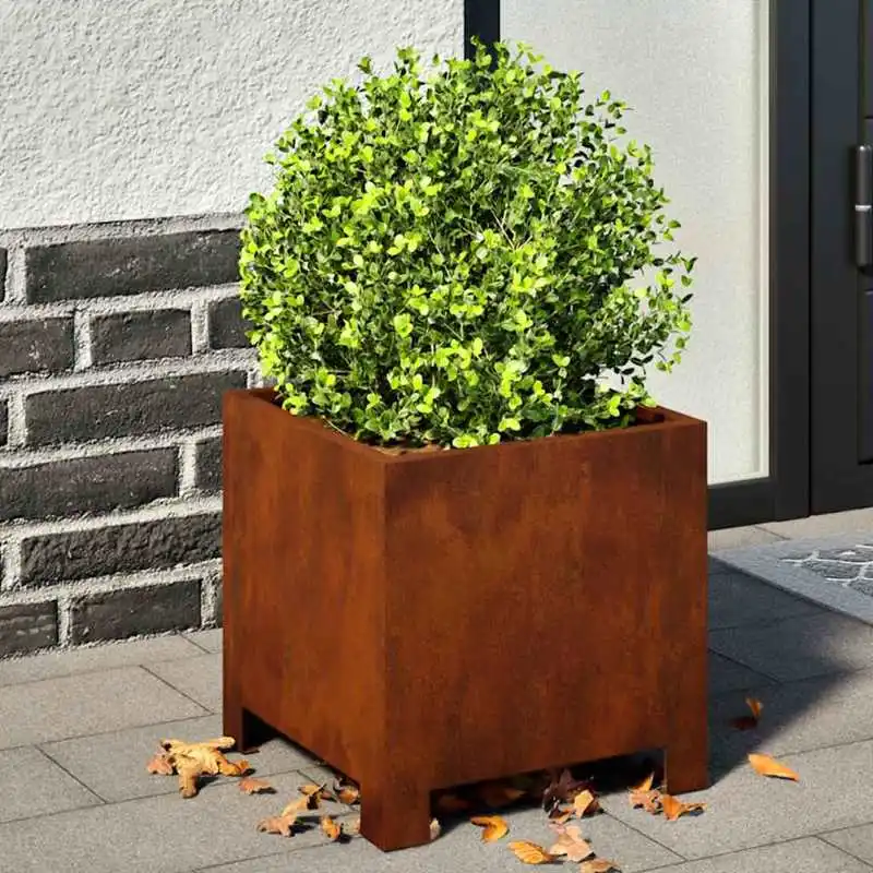 Seau de plantation 2 pièces. Bac à plantes surélevé en acier résistant aux intempéries et à la rouille, 30x30x30 cm, pour jardin, patio, balcon, culture de fleurs, légumes, fruits, usage de jardinage.