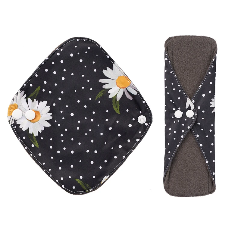 10PCS Small Size Bamboo Charcoal Reusable Sanitary Pads Daily Light Flow Panty Liner Incontinence Period Washable Menstrual Pads