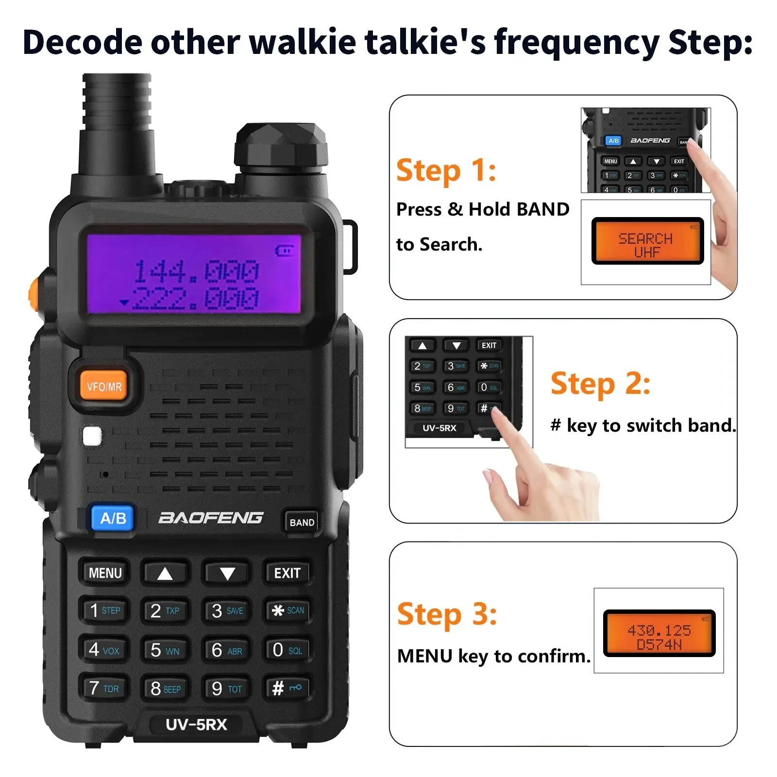 Baofeng 5RX 2PCS Walkie Talkie Air Band Drahtlose Kopie Frequenz Volle Bands Long Range AM/FM UV-5R K5 Ham Zwei Weg Radio