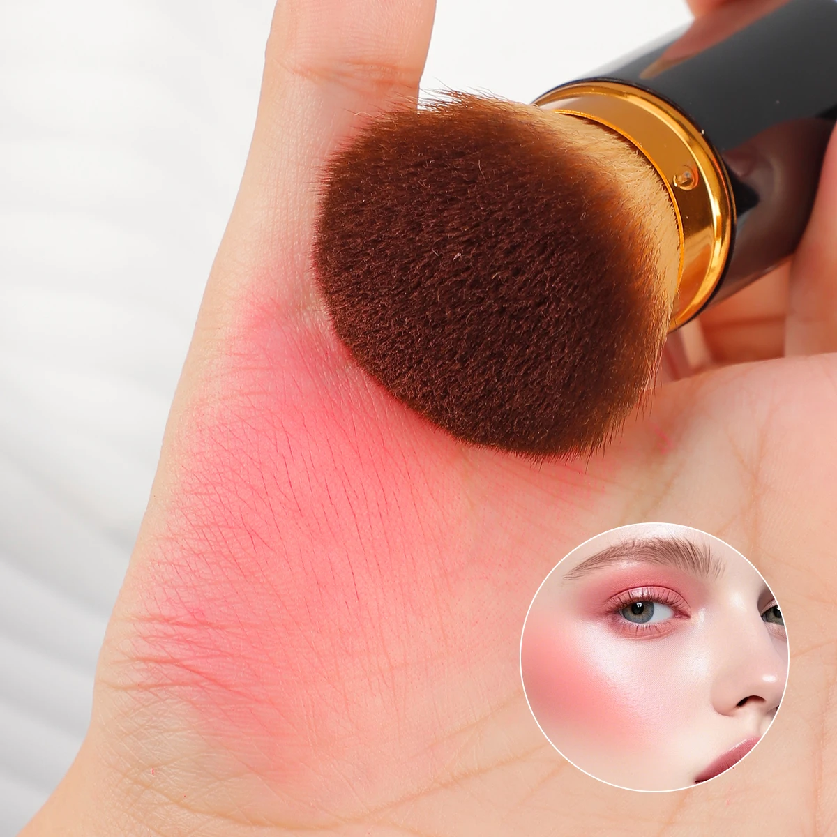 1 Pcs Black Retractable Kabuki Makeup Brush - All-in-One for Liquid Cream Powder with Aluminum Handle Face Brush view 5