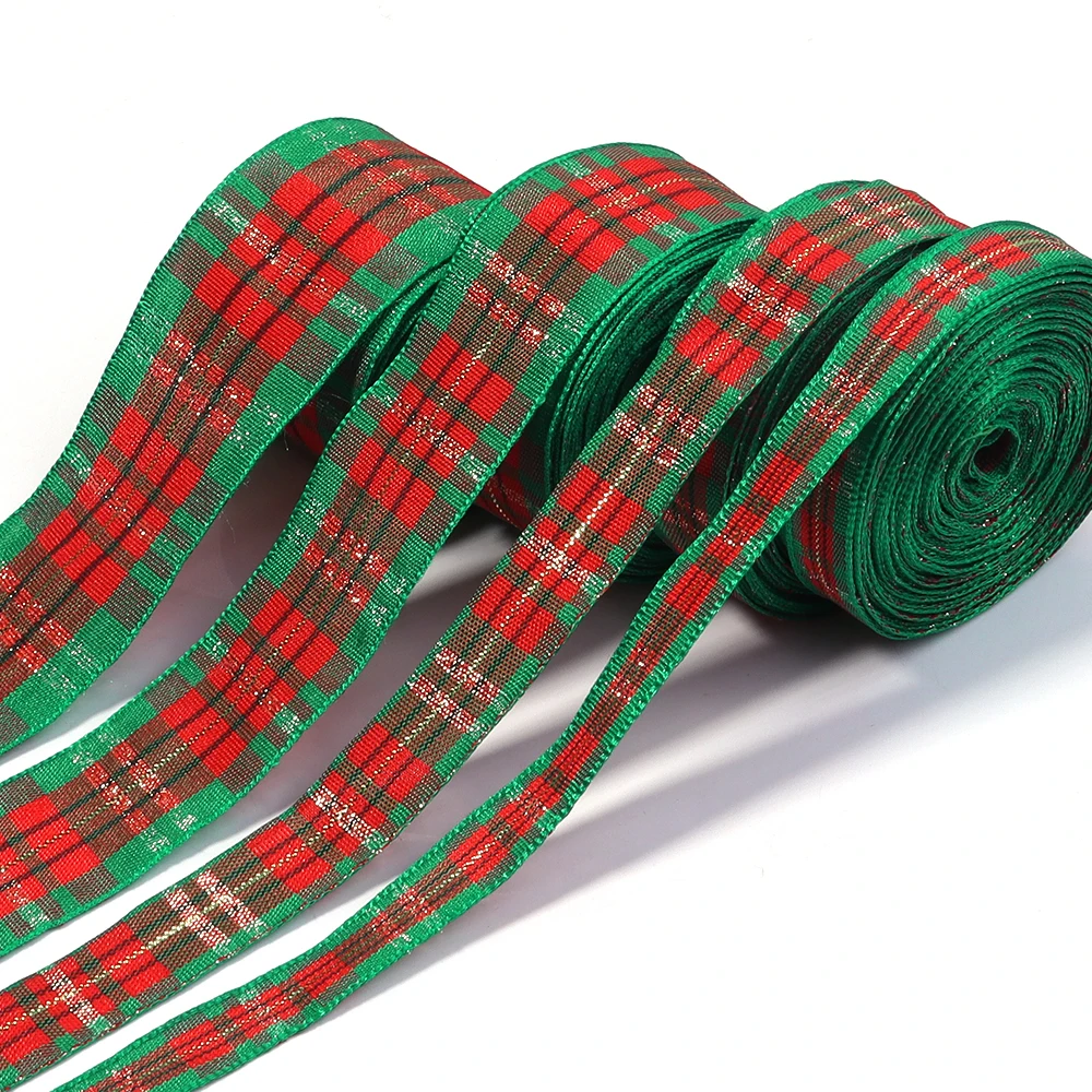 5/10 yards Polyester Weihnachten Band Klassische Rot Grün Kariertes Band Für Weihnachten Geschenk Verpackung Liefert DIY Handarbeit Handwerk ﻿