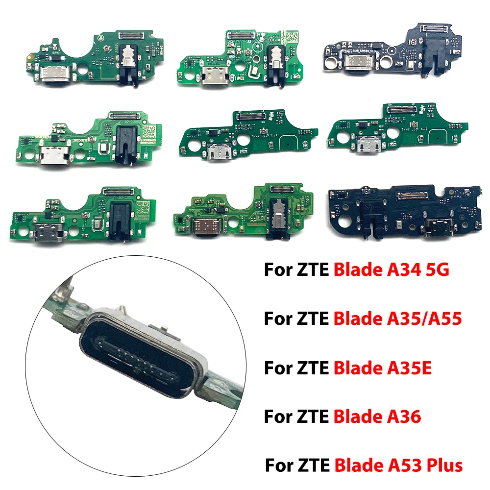 USB Micro Charger Charging Port Dock Connector Board Flex Cable For ZTE A72 5G Blade A34 5G A35 A55 A35E A36 A53 Plus A56 A75 4G