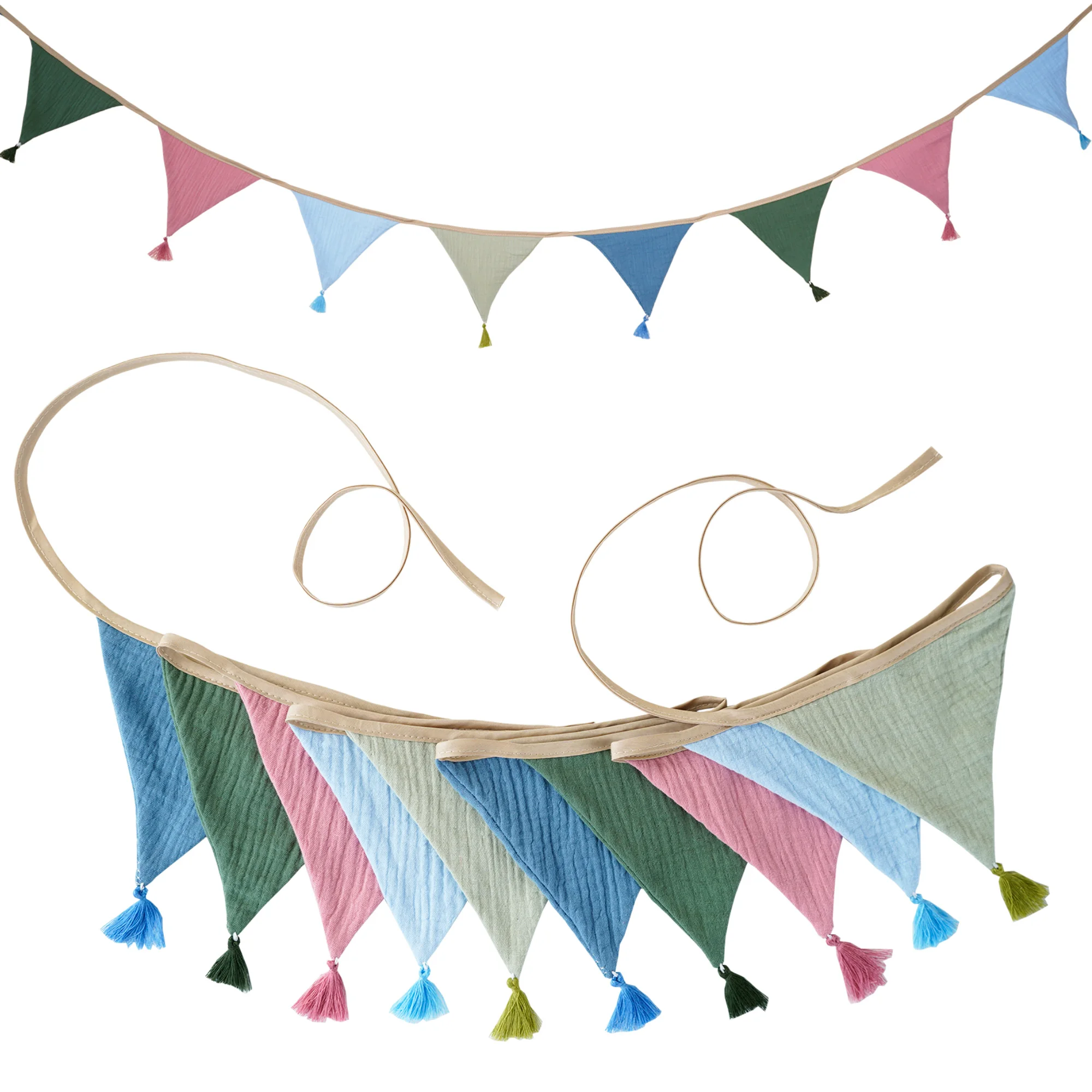 2,6 m/8,5 ft Kindergarten Süßigkeiten Stoff Wimpelkette 10 Dreieck Wimpel Flaggen mit Quasten Party Dekor Banner Baby Dusche Karneval Girlande – Detail 29