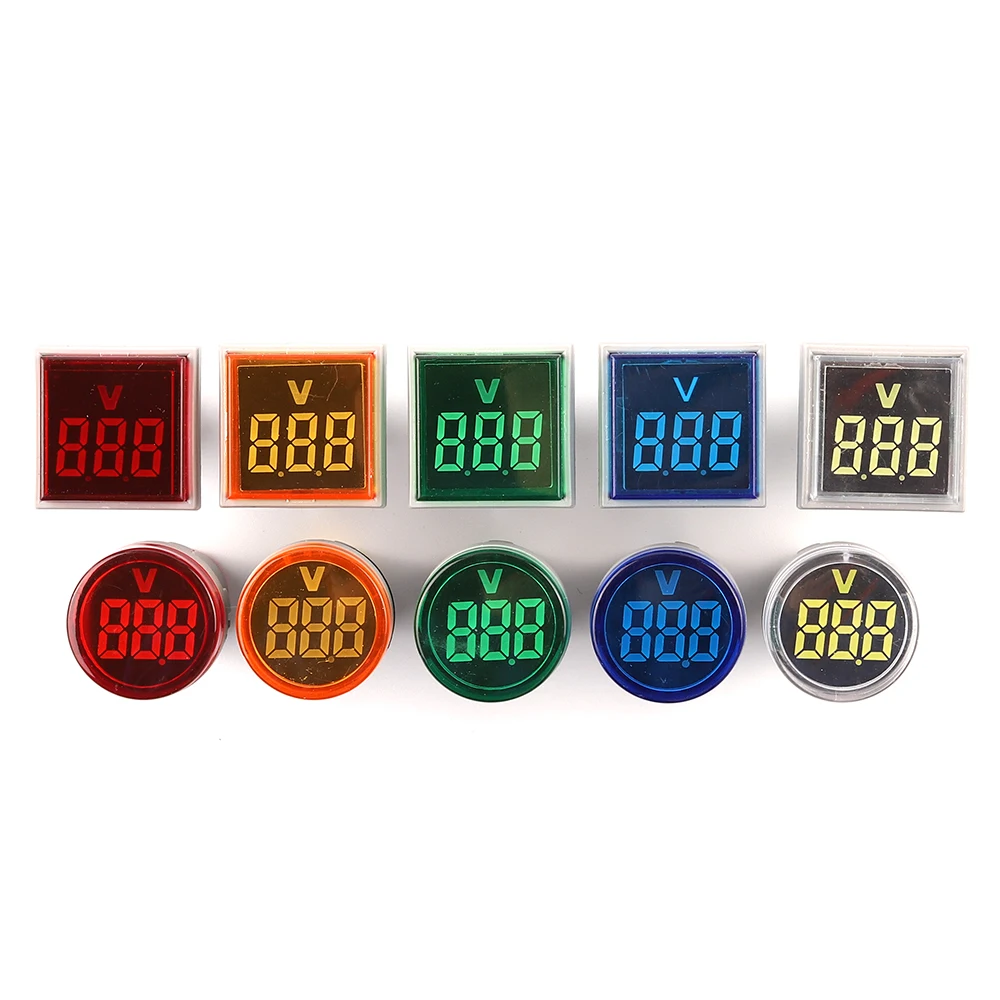 Square/Round AC 20-500V LED Digital Display Voltmeter Indicator Voltage Meter Light Meter Car Volt Tester Gauge Amp Detector