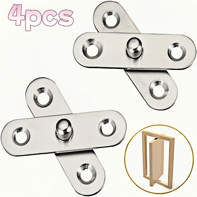 Heavy Duty Stainless Steel 360° Rotating Hidden Pivot Hinges Removable Shaft Concealed Hinges for Cabinet Furniture Door Replac