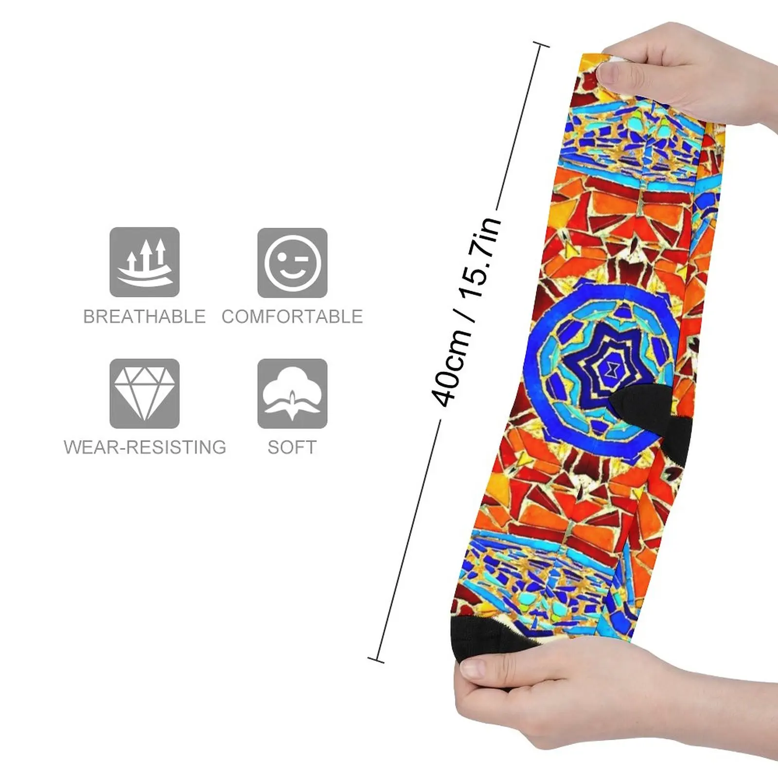 colorful Kaleidoscope mosaic Spanish style Socks hiking socks funny gym socks