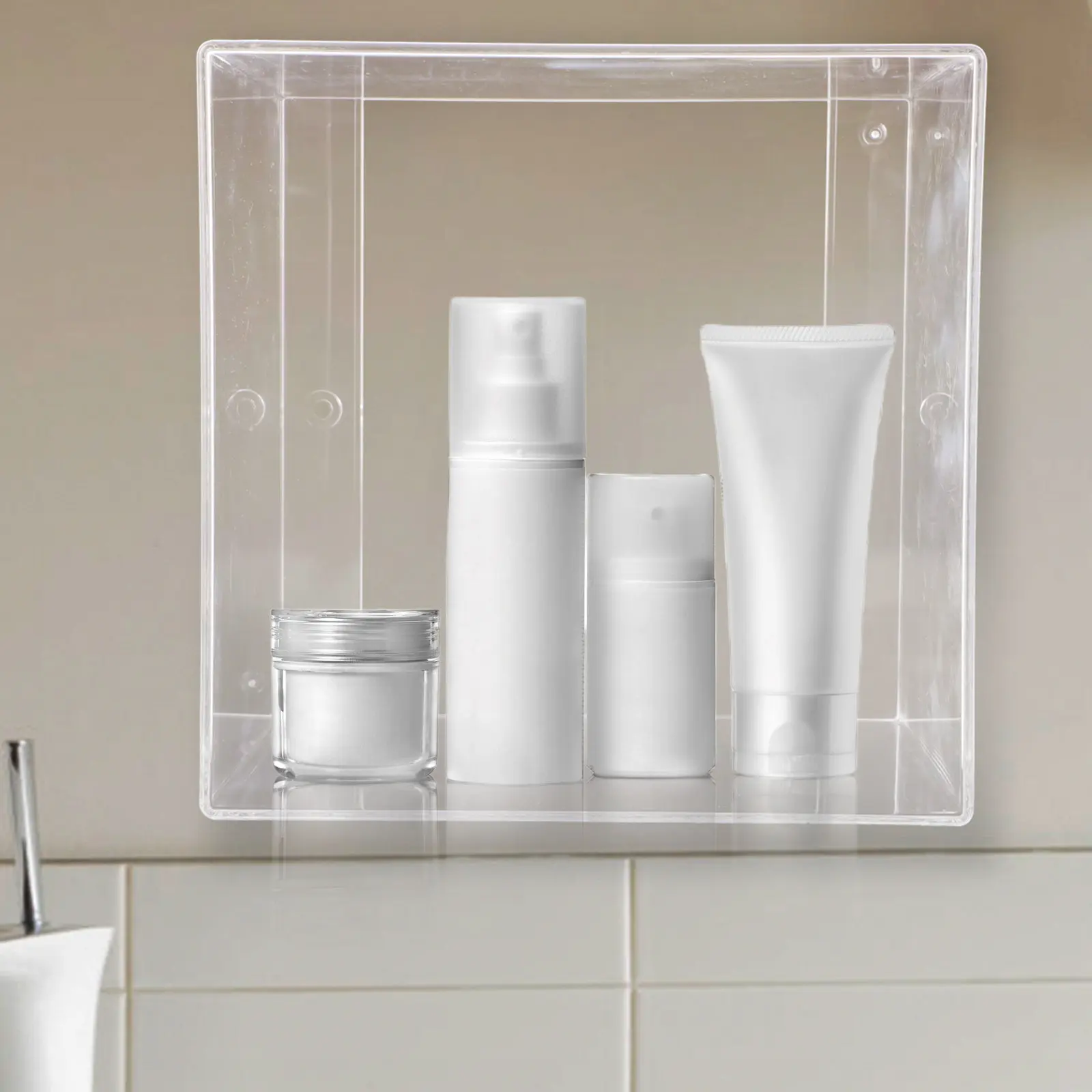 Acrylic Floating Wall Shelf Modern Minimalist Space Saving Multi-Function Display Storage Rack for Cosmetics Toiletries Smart