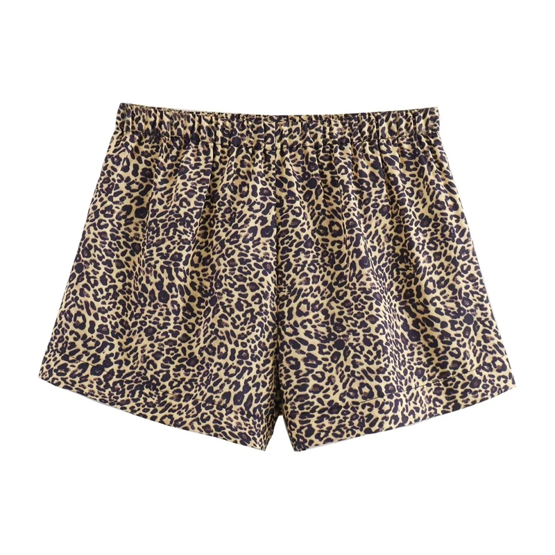 Leopard Print Short Pants French Casual Animal Print Shorts Autumn Summer Loose Lady Pocket Women's Clothing