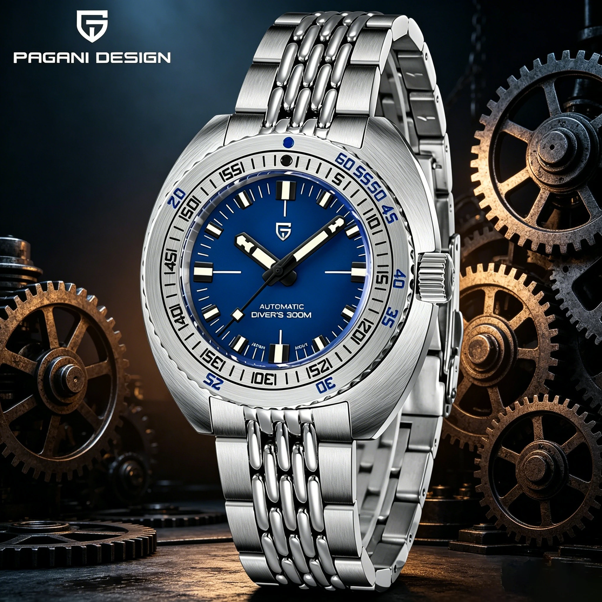 Diver Watch 300M - PAGANI DESIGN Original 42,7mm Herren Automatik-Mechanikuhr