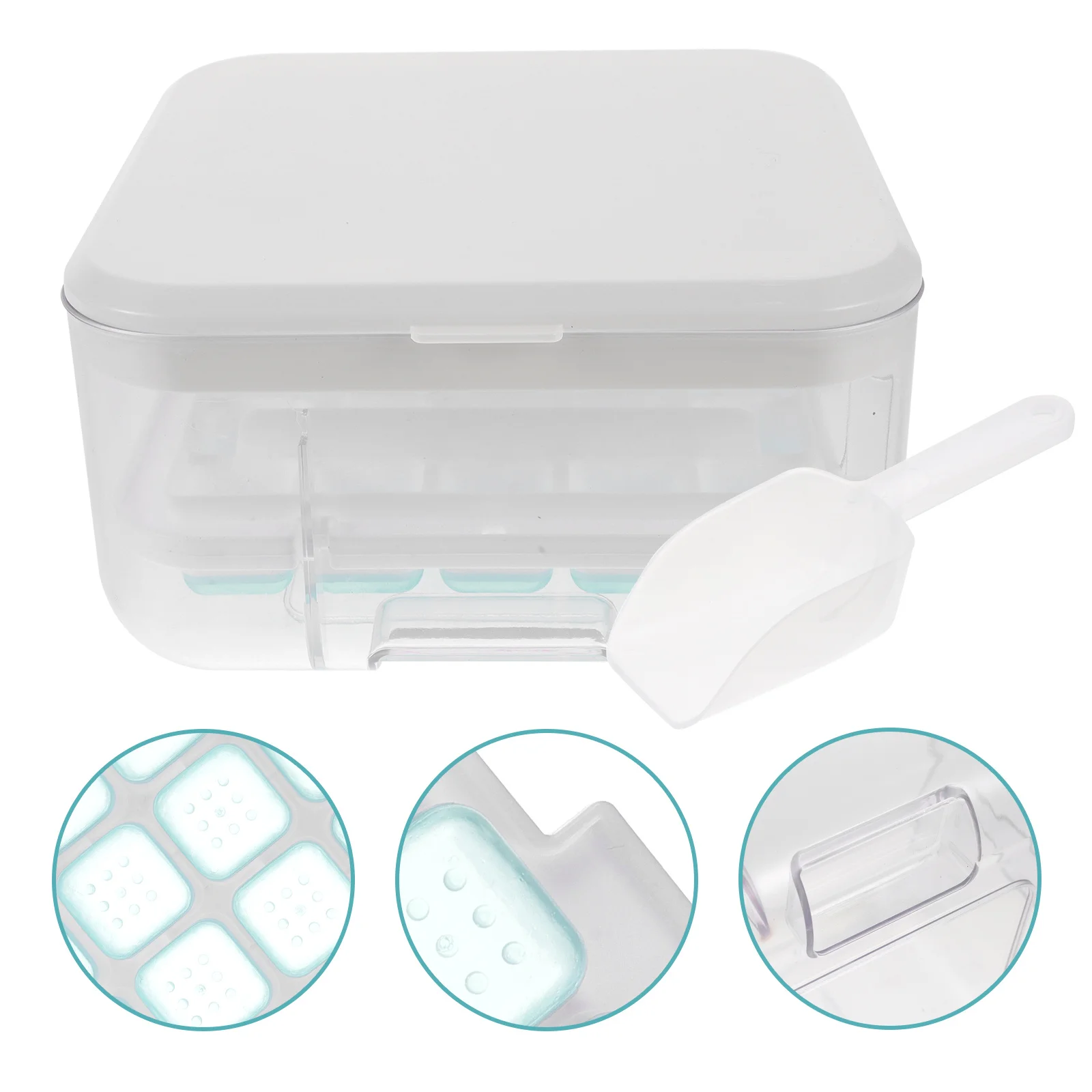 

1Set Ice Cube Mold Flat Lid Design Tray Reusable Freezer Safe Ice Cube Tray for Home Kitchen Chocolate Candy Jelly