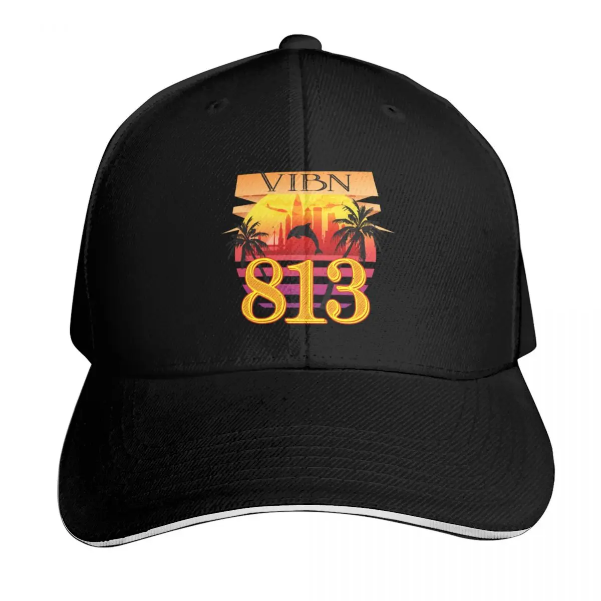813 Vibn Baseball Cap Snapback Flat Bill Strapback Dad Hat Six Panel Structured Crown