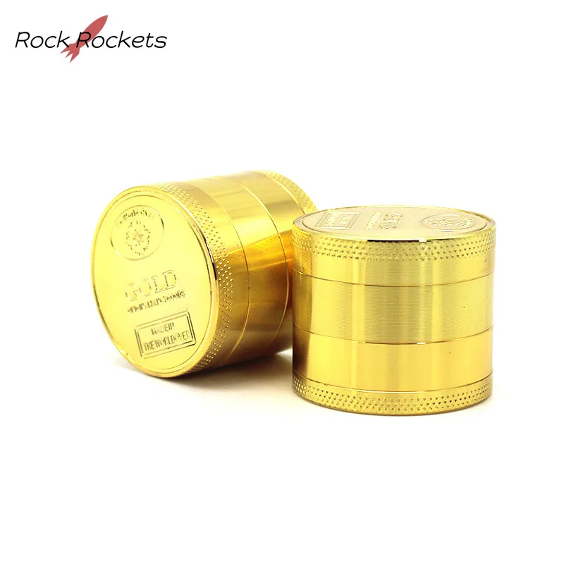 R&R High Qulity 4-layer 40mm Zinc Alloy Tobacco Grinder Manual Gold Metal Herb Grinder Smoking Accessories Gift for Boyfriend