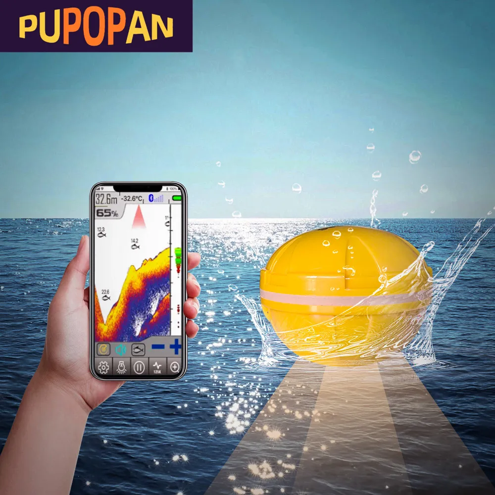 

PUPOPAN 100M Brand New Smart Phone Fish Finder Sonar Bluetooth Intelligent Fish Finder Android & Ios Fish Visual Fishing