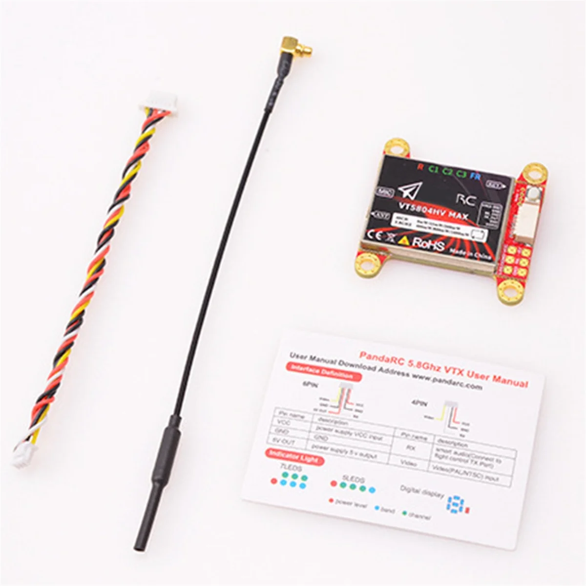 

FPV Video TransmitterFor VT5804HV MAX 5.8G 1W VTX 40CH FPV Video Transmitter OSD Adjustment Parameters NTSC/PAL for FPV RC Drone