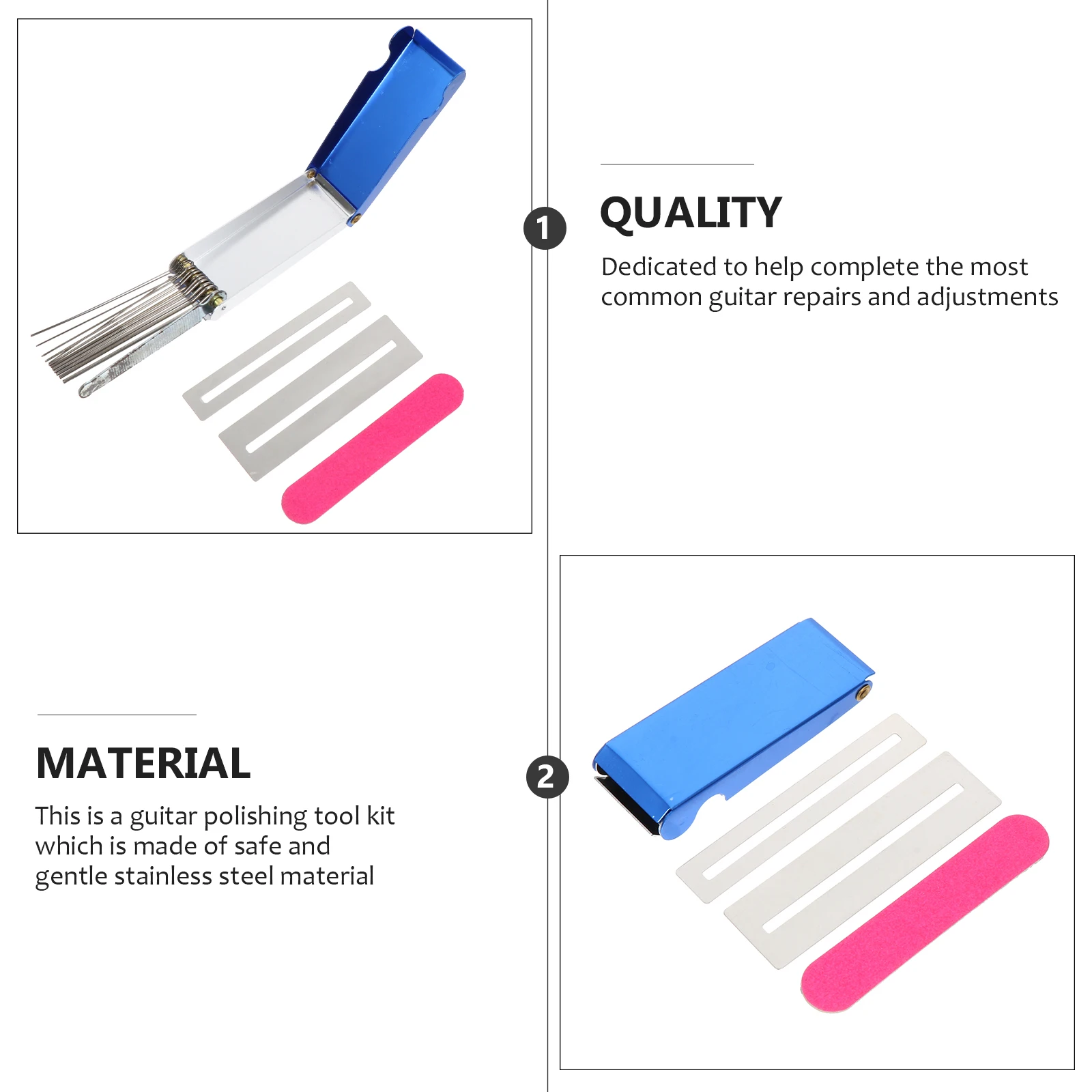 

1 set 1 Set Guitar Repair Tools Kit Fret File Gaskets Assorted Colors Polishing Sanding Grinding Cleaning For String Instruments