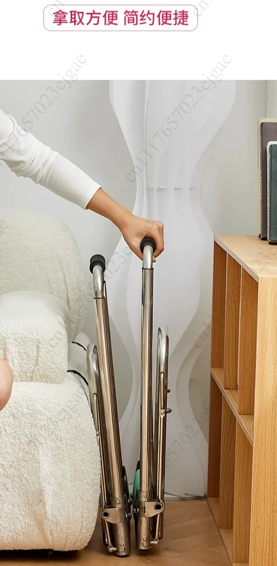 Stainless Steel Folding Luggage Cart, Heavy Duty Hand Truck for Travel, Portable Pull Cart with Wheels, Utility Trolley
