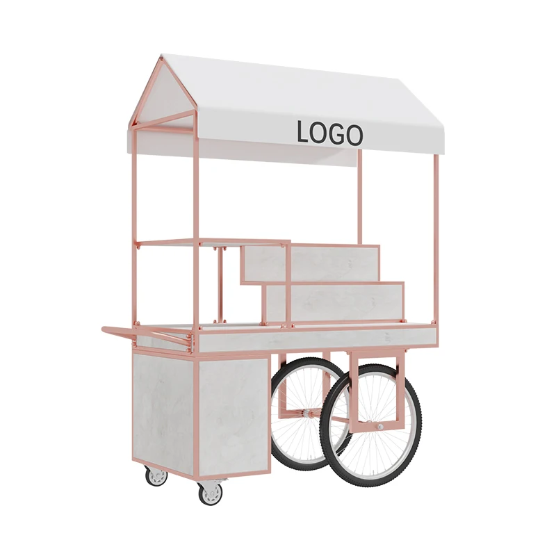 Wrought iron flower cart stall trolley trolley cart stall promotion display stand outdoor stall movable dining car