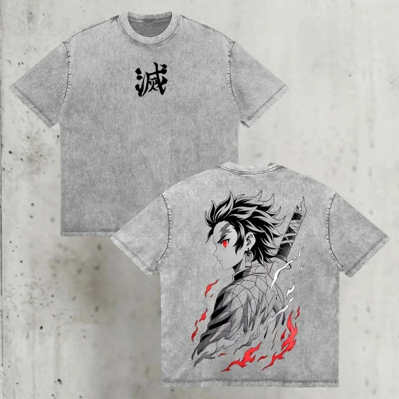 Tanjiro Kamada Demon Slayer Anime T Shirt - Vintage OverSized Graphic Tee.
