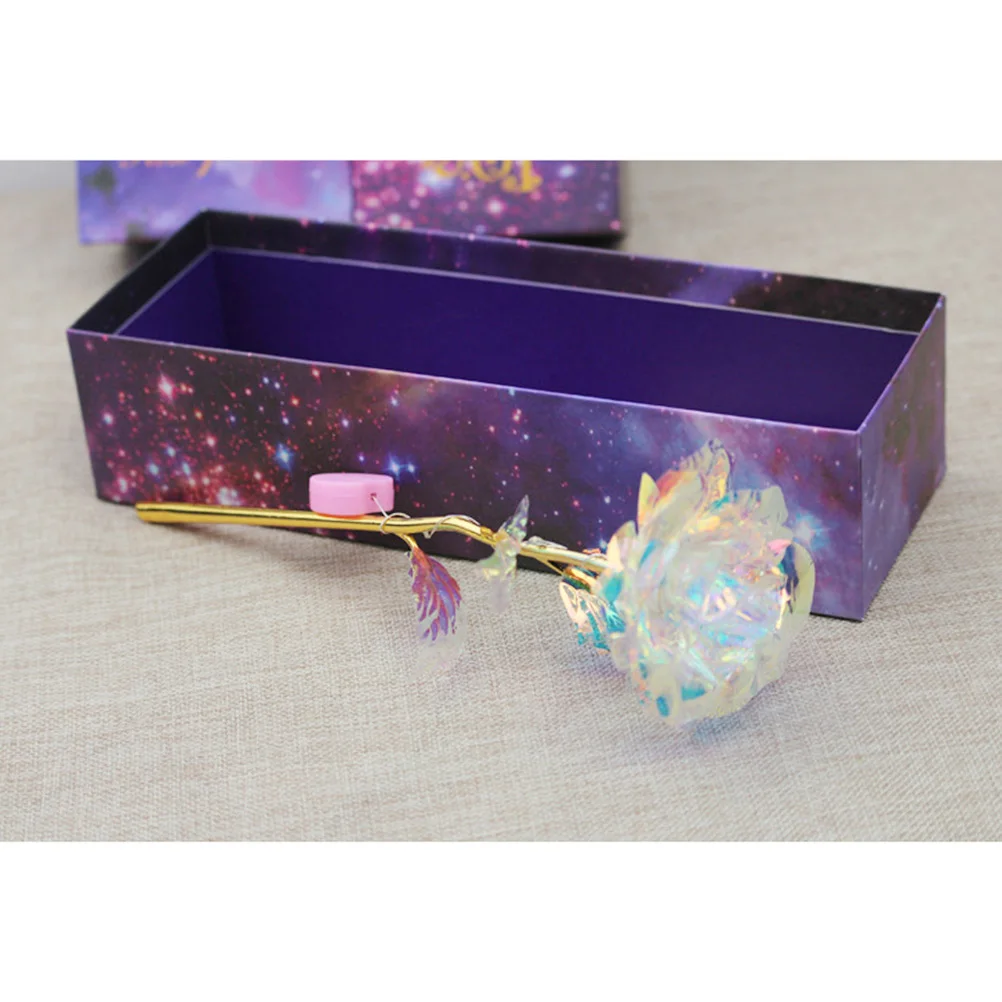 

Eternal Love Present Rose Gift Box Plastic Flowers Wedding Decoration Christmas Valentine Birthday Anniversary Gold Foil Rose