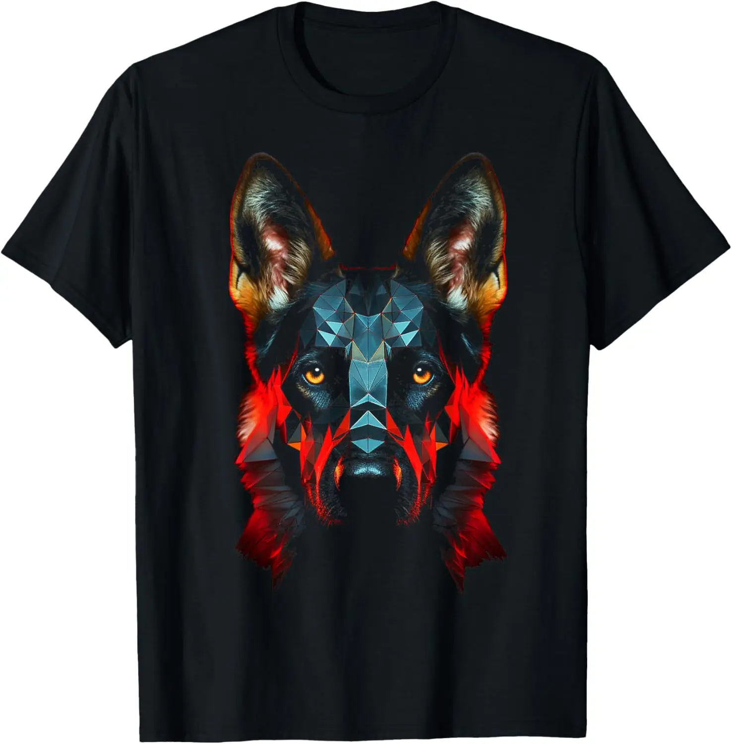 German Shepherd Dog Polygon Face Pet Art German Shepherd T-Shirt