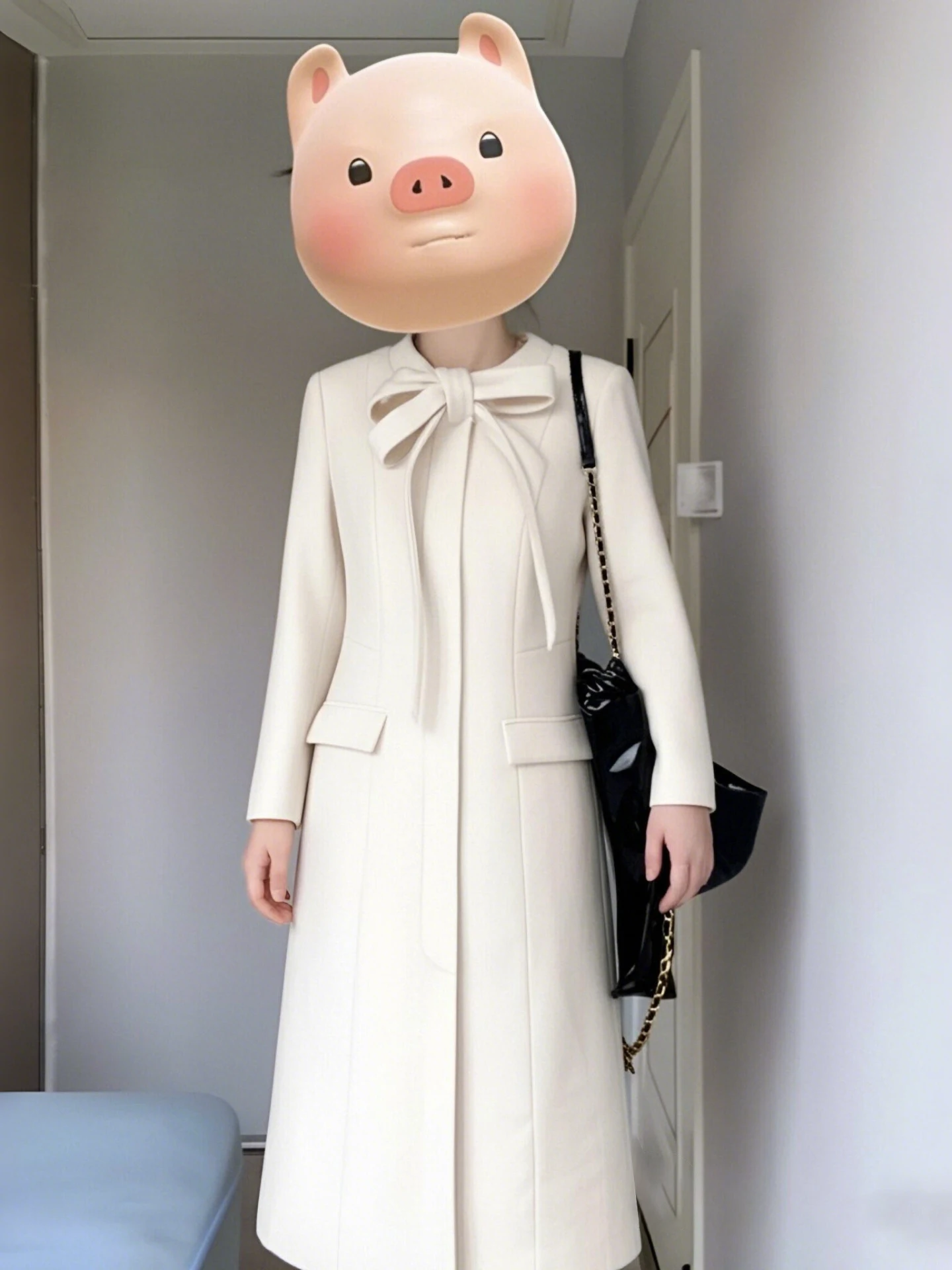 Warm Woolen Coat with Inner  And Sa Winter 2025 New Sle Hepburn Sle Double Breasted Long Sve Midi Dr Coat