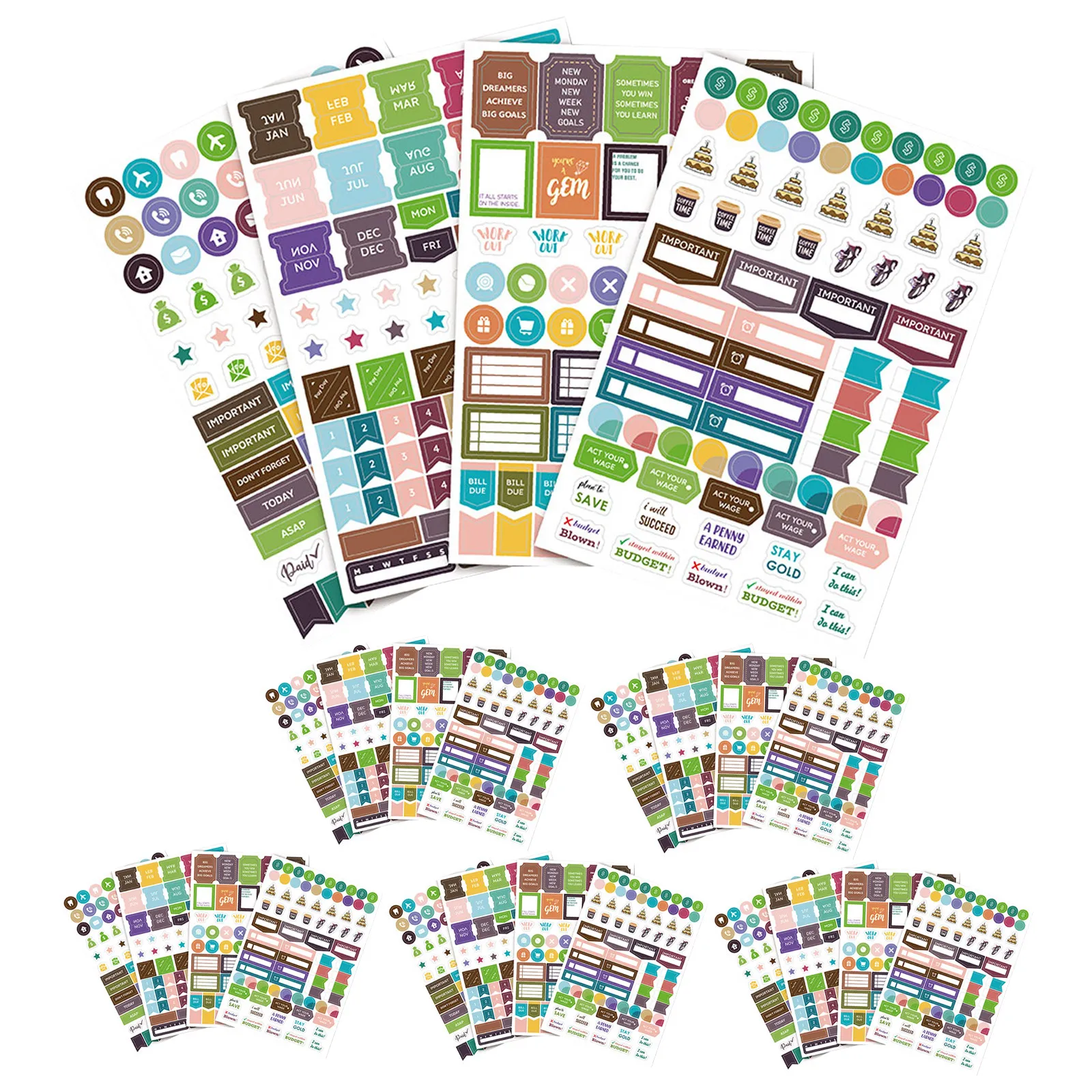 24Sheet Planner Expense Tracker Stickers Writable Motivational Budget Labels for Calendar Journal Personal Finance Management