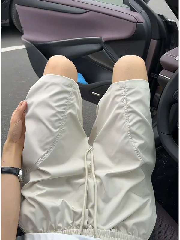 Ice Silk Men's orts Splice Qui Dry Diagonal Cut Summer Sports Cool Feeling American Functional Fourths Pants