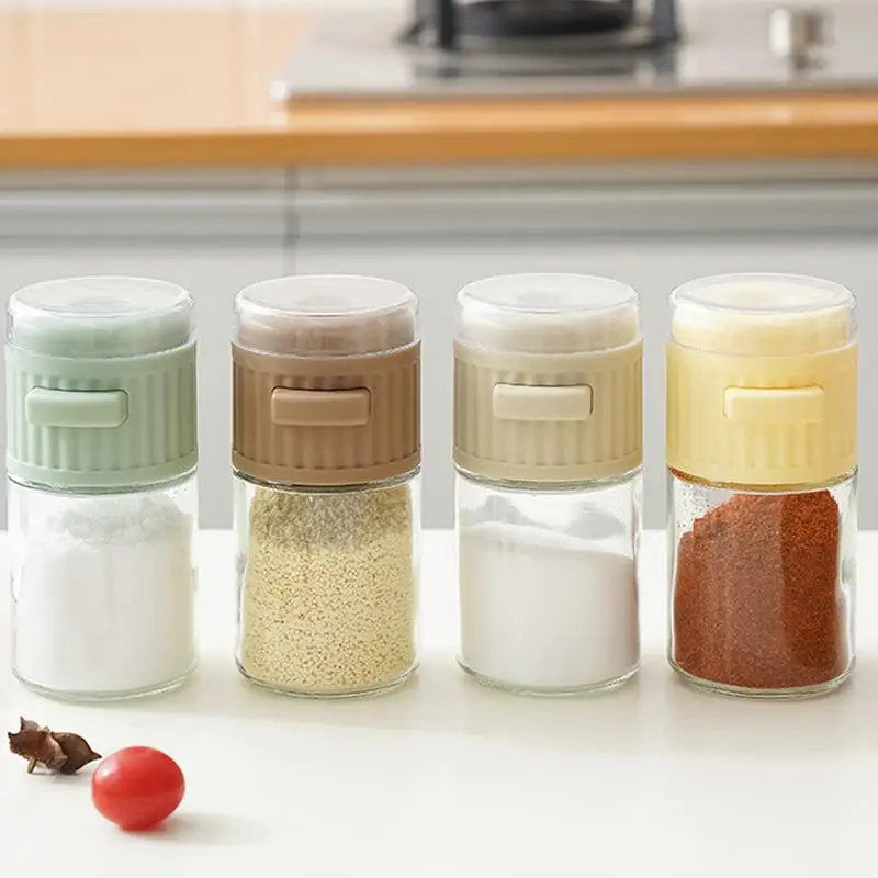 

Press Salt Dispenser Seasoning Home Kitchen Herb Jar Container Travel Salt Shaker Cooking Helper kitchen accessories supplies