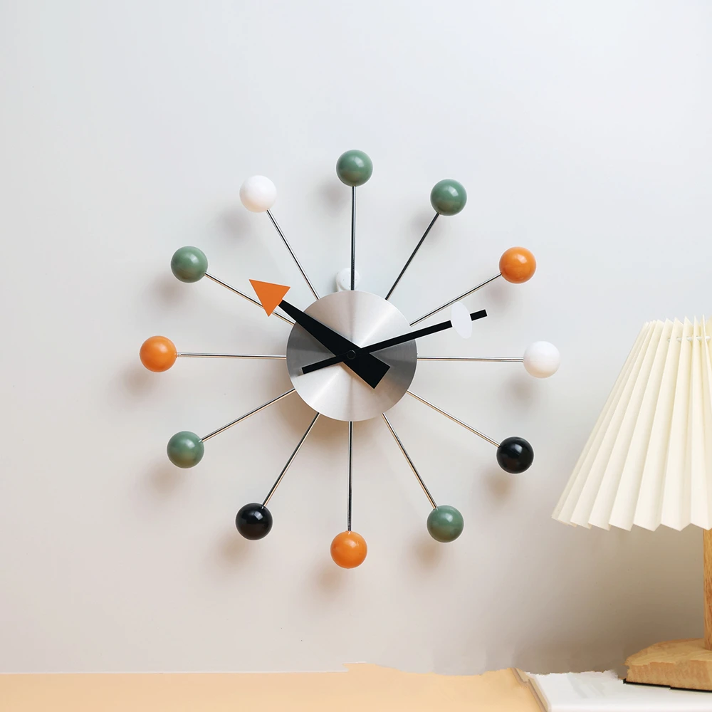 Nordic style colorful ball hanging clock fashion background wall Nielsen candy clock living room dining room decoration clock