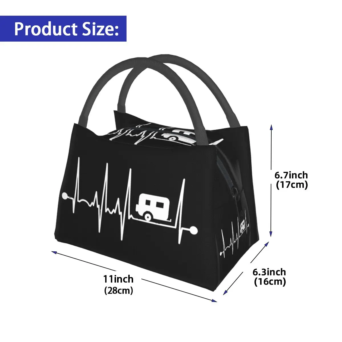 Camper Heartbeat Lunch Bags para mulheres, caixa de Bento isolada, sacola de piquenique à prova de vazamento, refrigerador, bolsa térmica para estudante