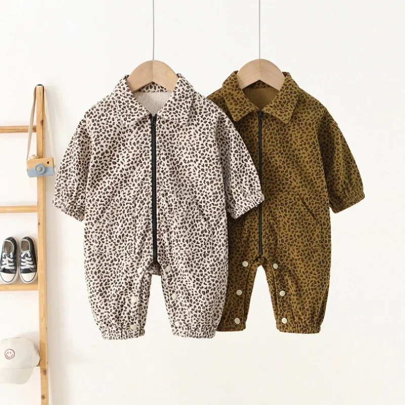 

Новый осенний детский комбинезон с леопардовым принтом, комбинезон для малышей, удобная одежда для детей от 1 до 3 лет, удобная детская одежда с животным принтом